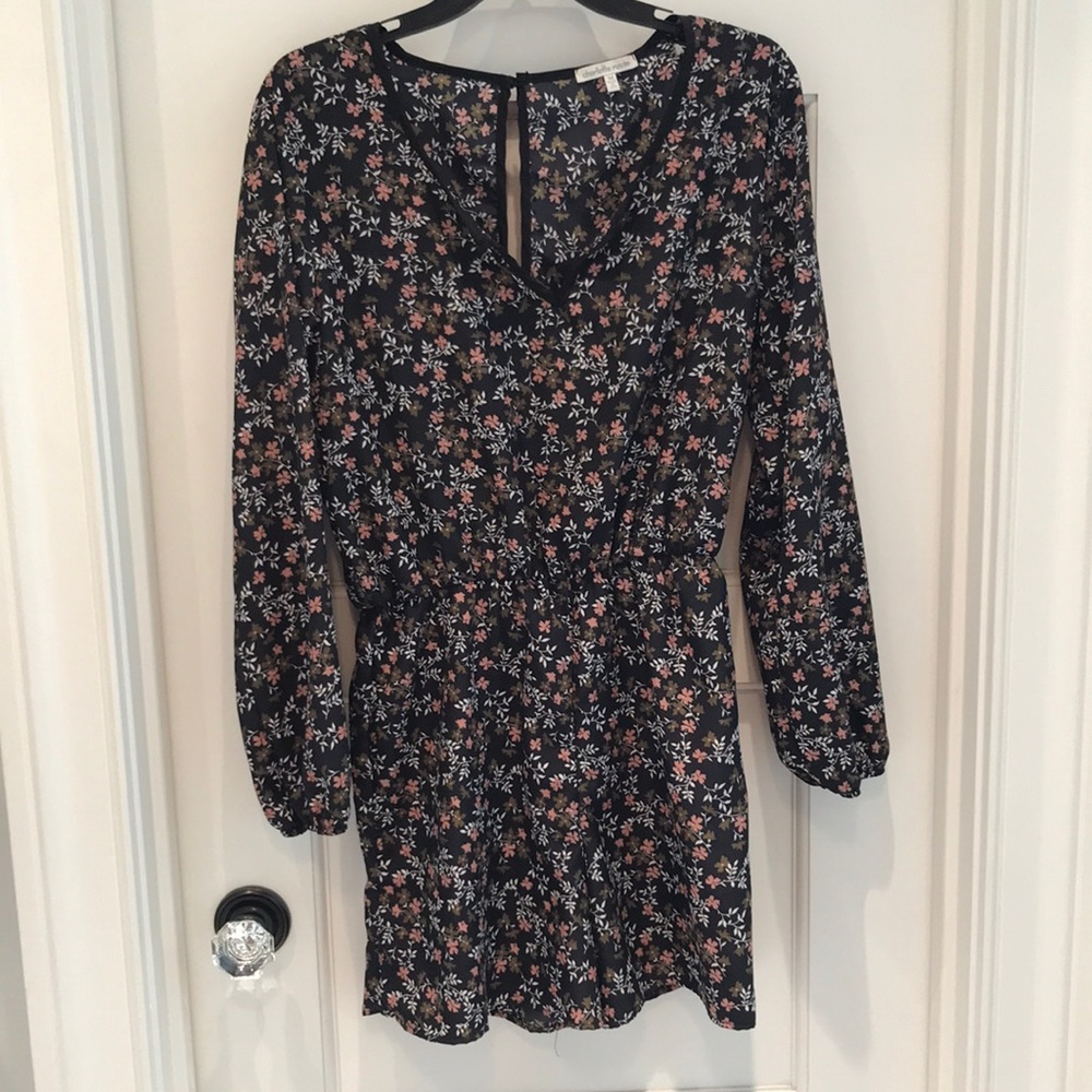 Charlotte Russe black floral long sleeve romper